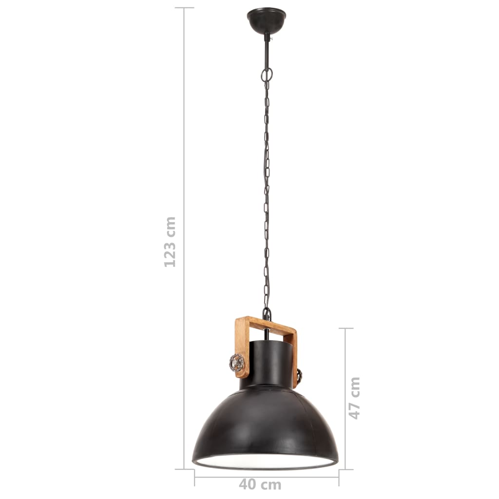 Lampă suspendată industrială, negru, 40 cm, 25 W, rotund, E27