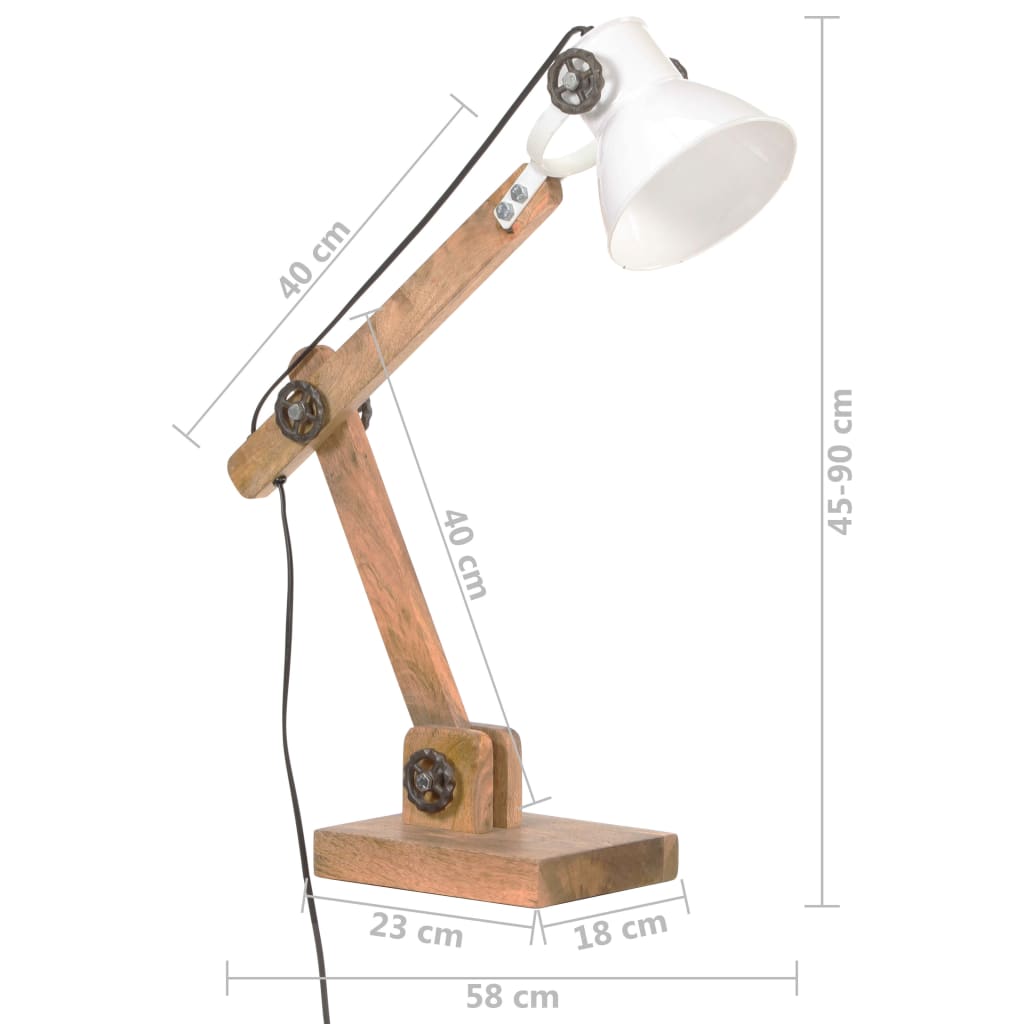 Lampă de birou industrială, alb, 58x18x90 cm, E27, rotund