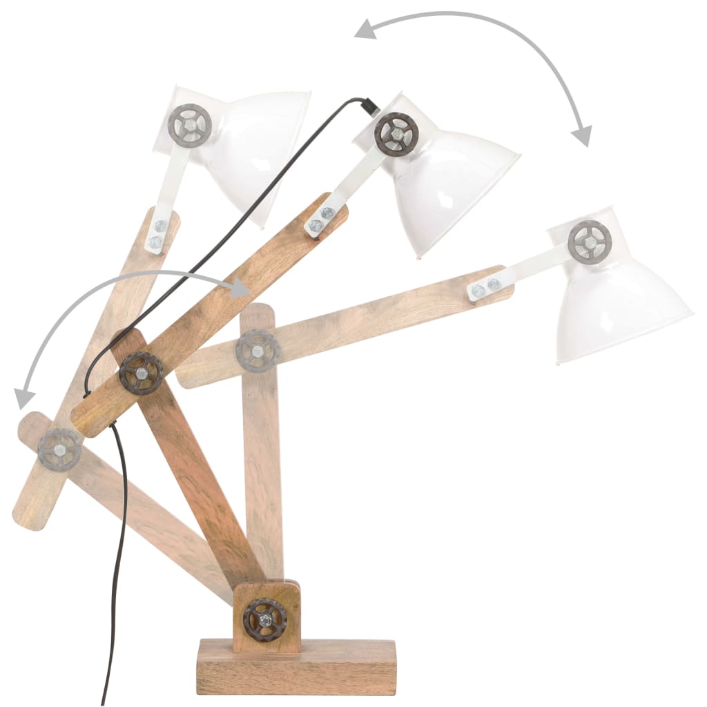 Lampă de birou industrială, alb, 58x18x90 cm, E27, rotund