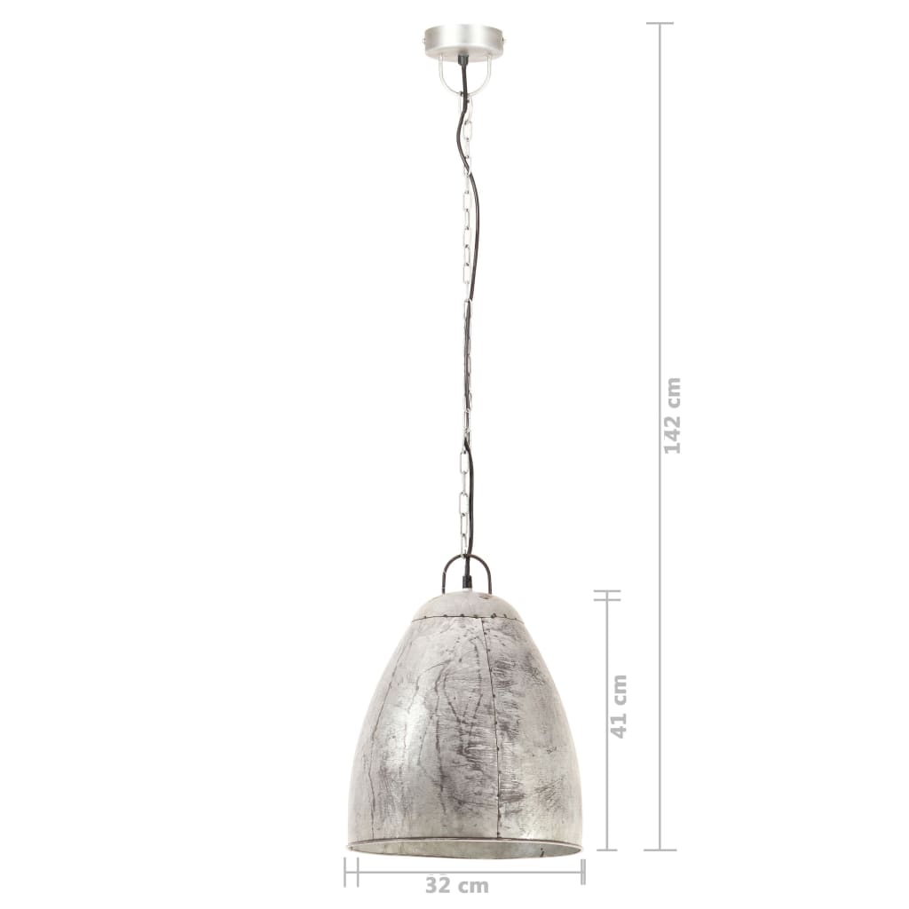 Lampă suspendată industrială 25 W, argintiu, 32 cm, E27, rotund