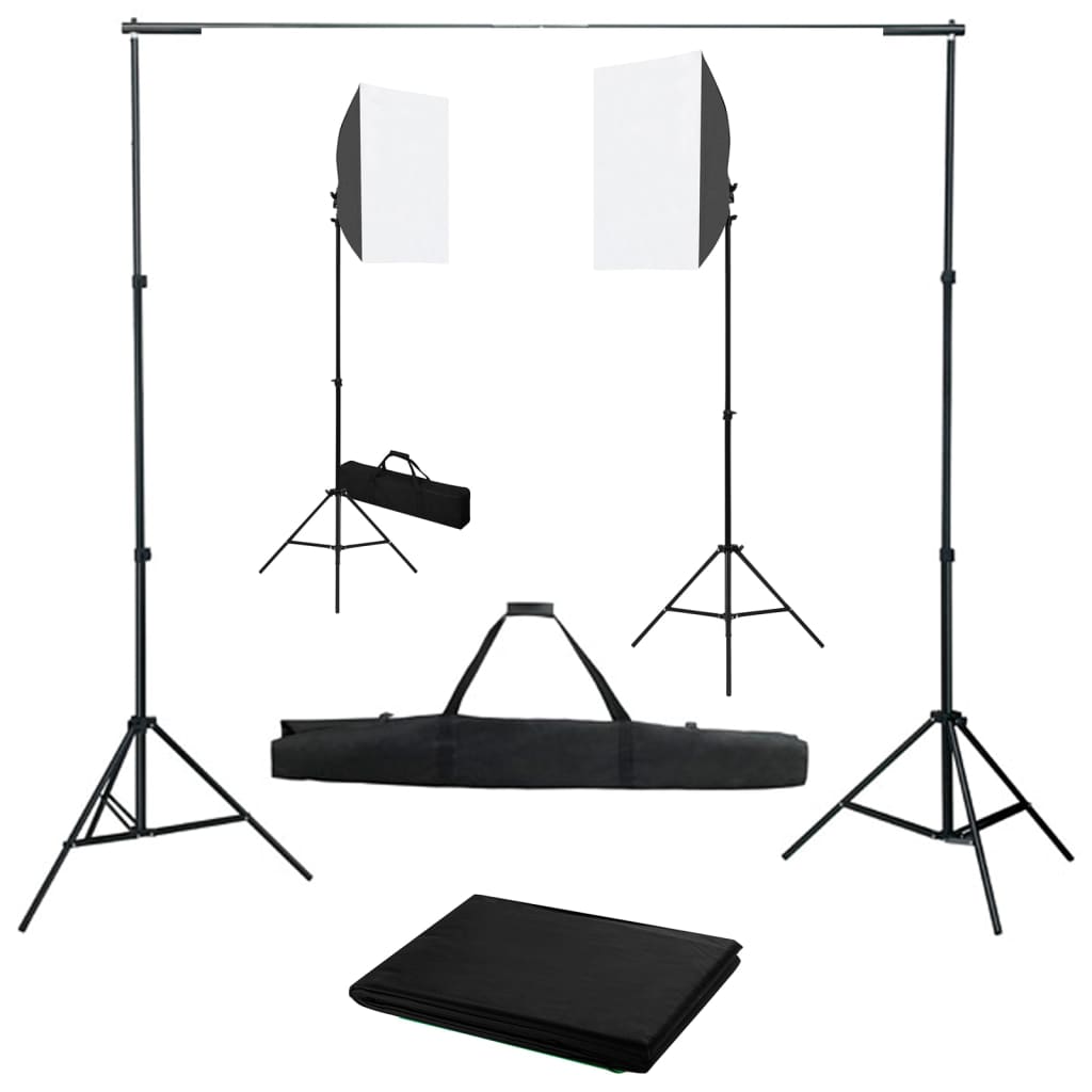 Kit studio foto cu lumini softbox și fundal