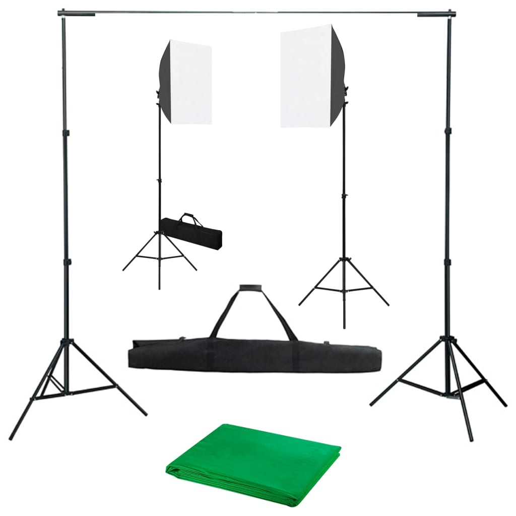 Kit studio foto cu lumini softbox și fundal