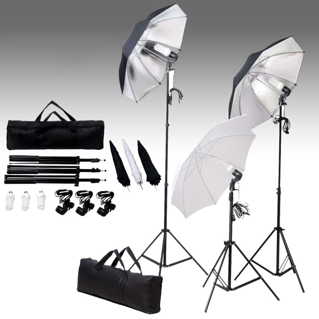 Kit studio foto cu set de lumini și fundal