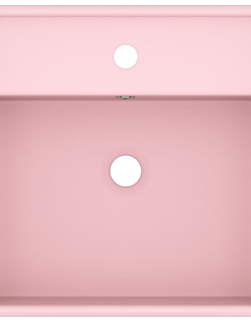 Încărcați imaginea în vizualizatorul Galerie, Chiuvetă lux cu preaplin, roz mat, 41x41 cm, ceramică, pătrat
