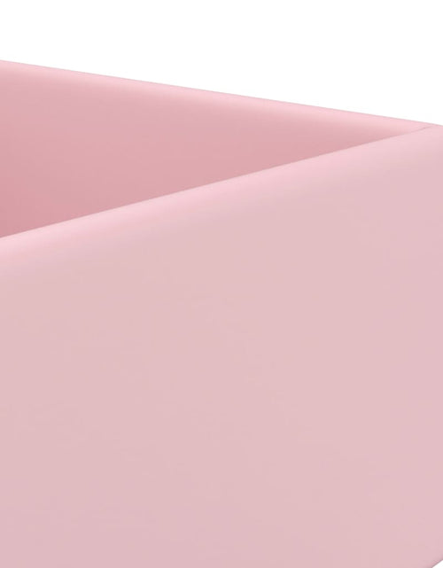 Загрузите изображение в средство просмотра галереи, Chiuvetă lux cu preaplin, roz mat, 41x41 cm, ceramică, pătrat
