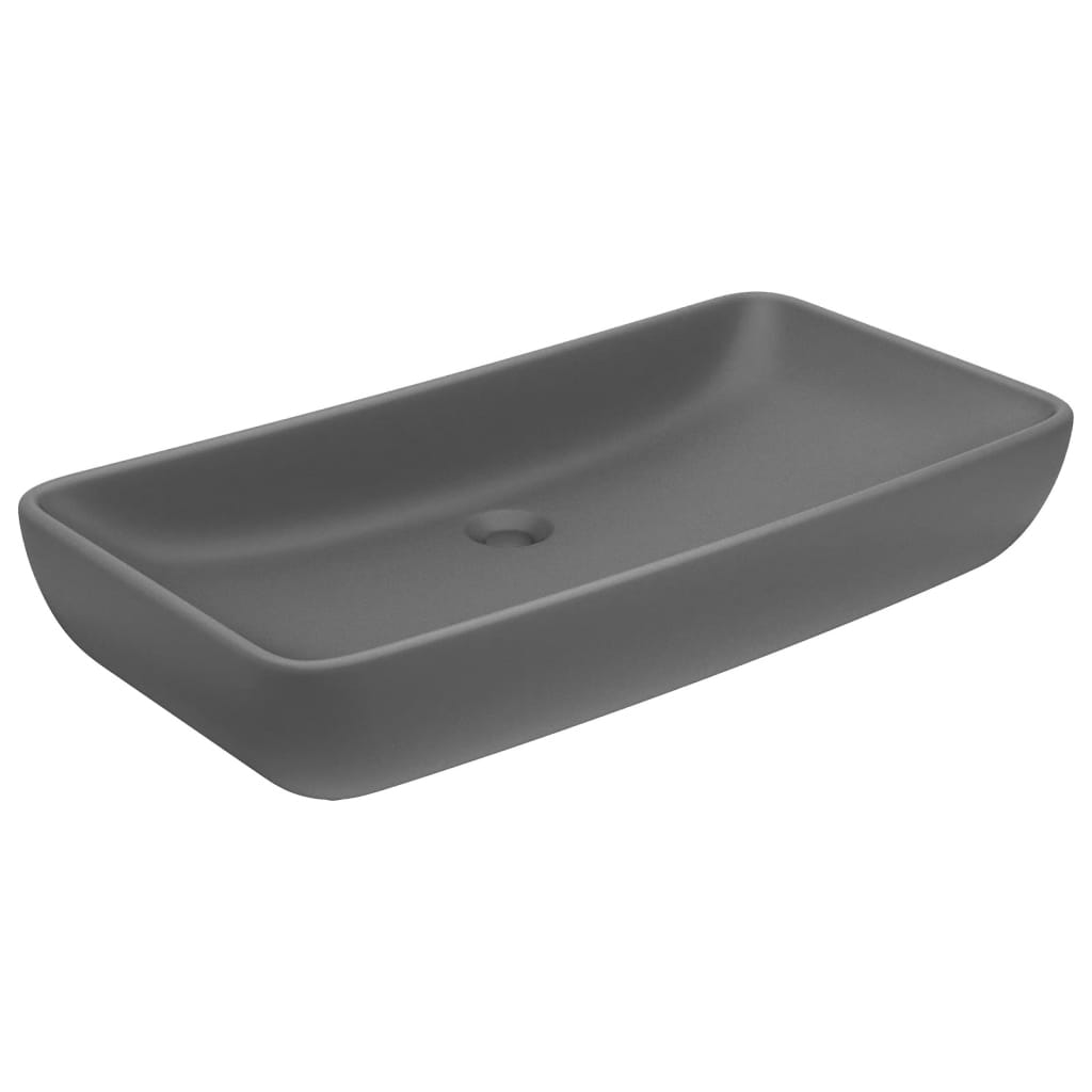 Chiuvetă de lux gri închis mat 71x38 cm ceramică dreptughiular - Lando