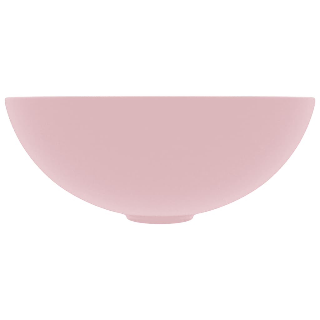 Chiuvetă de baie, roz mat, ceramică, rotund