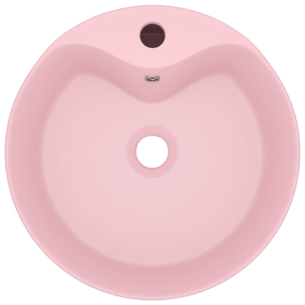 Chiuvetă de lux cu preaplin, roz mat, 36 x 13 cm, ceramică