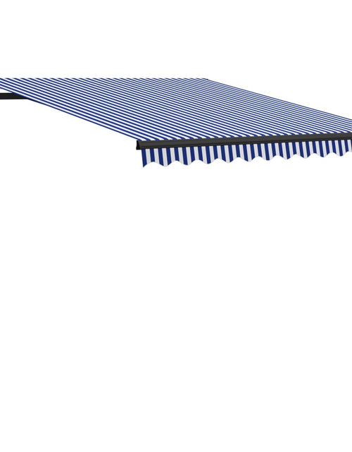 Загрузите изображение в средство просмотра галереи, Copertină retractabilă manual, albastru și alb, 300 x 250 cm
