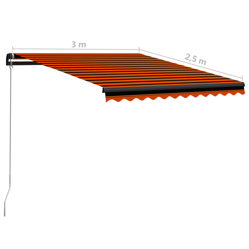 Copertină retractabilă manual, portocaliu/maro, 300 x 250 cm