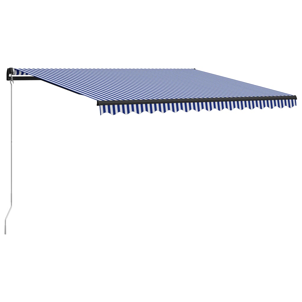 Copertină retractabilă manual, albastru și alb, 400 x 300 cm