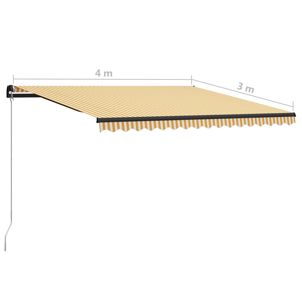 Copertină retractabilă manual, galben și alb, 400 x 300 cm