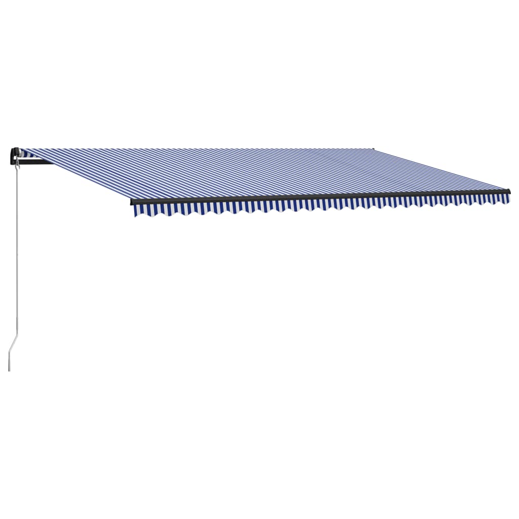 Copertină retractabilă manual, albastru și alb, 600 x 300 cm