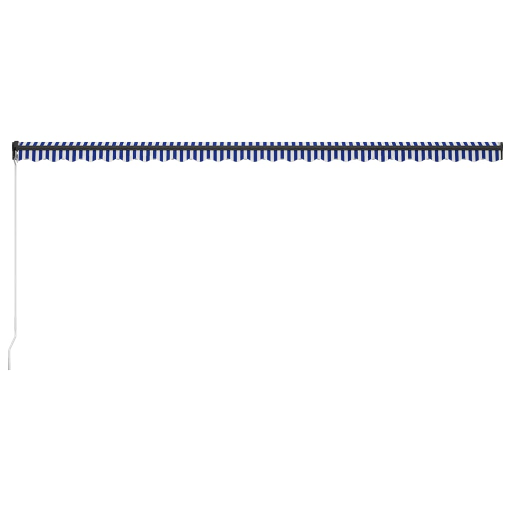 Copertină retractabilă manual, albastru și alb, 600 x 300 cm