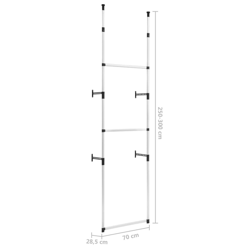 Sistem de șifonier telescopic cu bare, aluminiu