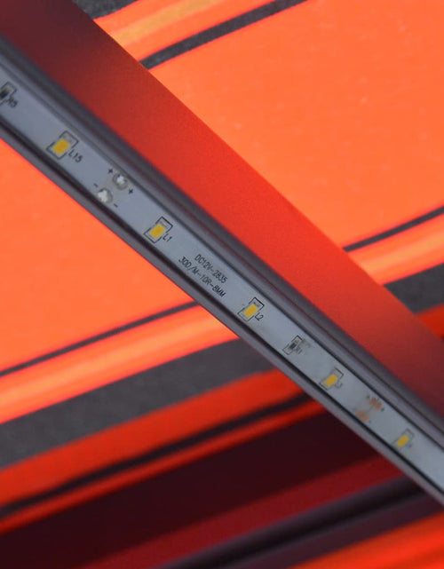 Încărcați imaginea în vizualizatorul Galerie, Copertină retractabilă manual LED portocaliu și maro 300x250 cm
