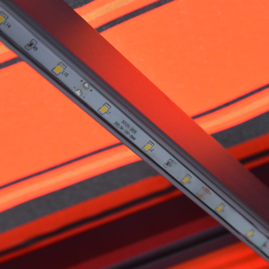Copertină retractabilă manual LED portocaliu și maro 300x250 cm
