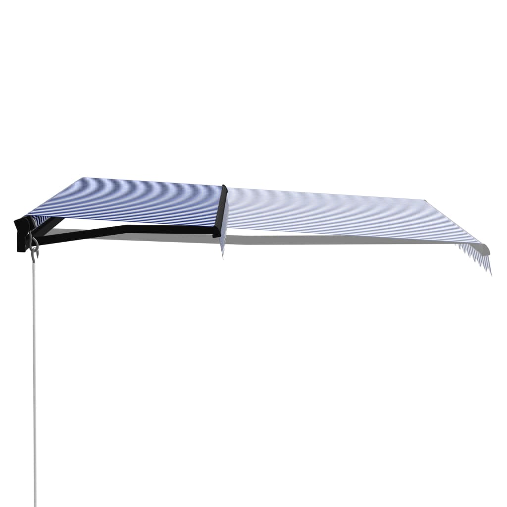 vidaXL Copertină retractabilă manual cu LED, albastru/alb, 350x250 cm