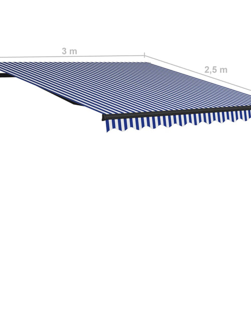 Încărcați imaginea în vizualizatorul Galerie, Copertină retractabilă automat, albastru și alb, 300x250 cm
