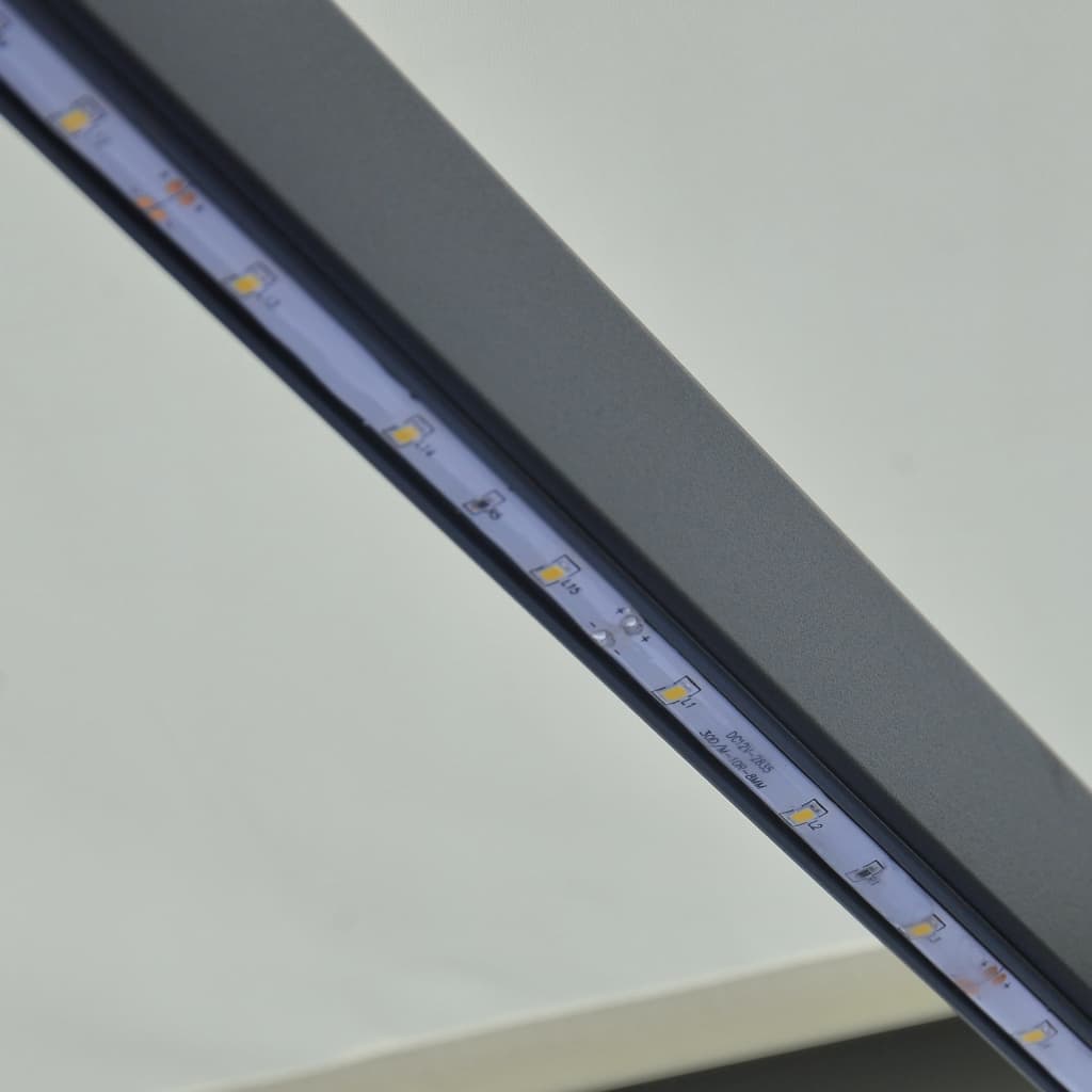 Copertină retractabilă cu senzor vânt & LED, crem, 300x250 cm