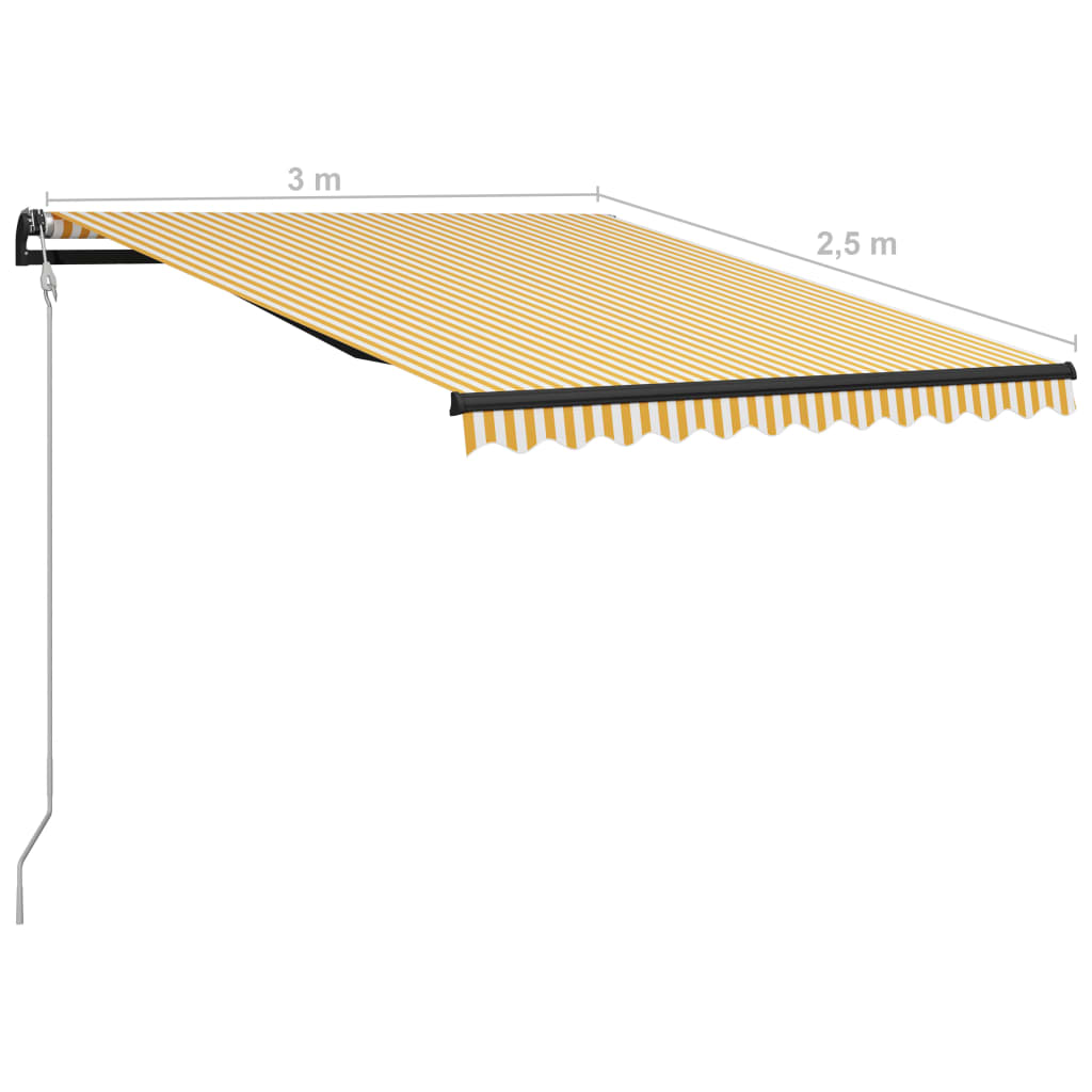 Copertină retractabilă senzor vânt & LED galben/alb, 300x250 cm