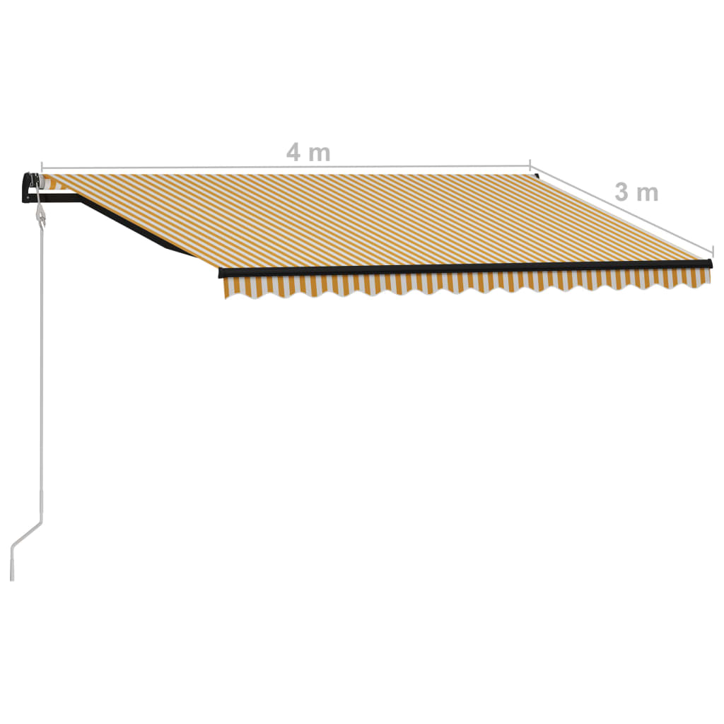 Copertină retractabilă senzor vânt & LED galben/alb, 400x300 cm