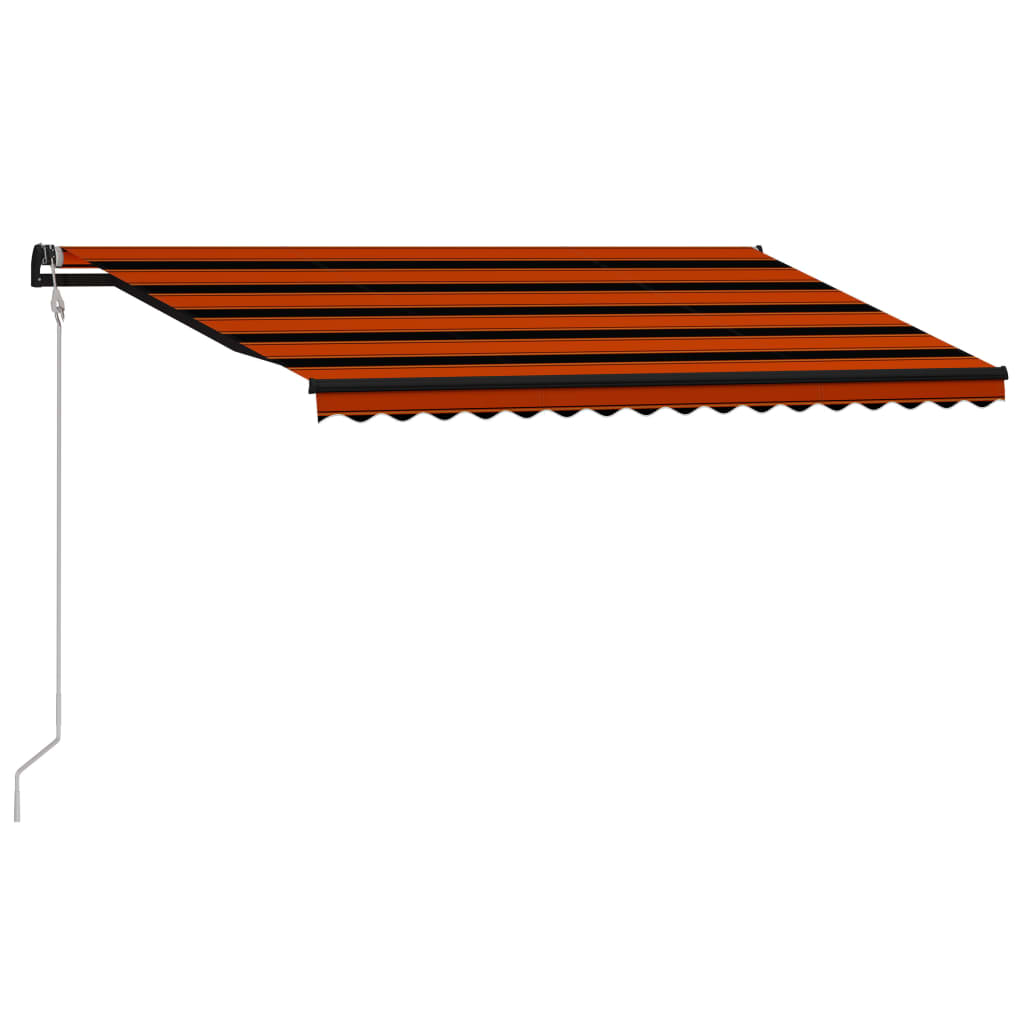 Copertină retractabilă senzor vânt & LED oranj/maro 450x300 cm