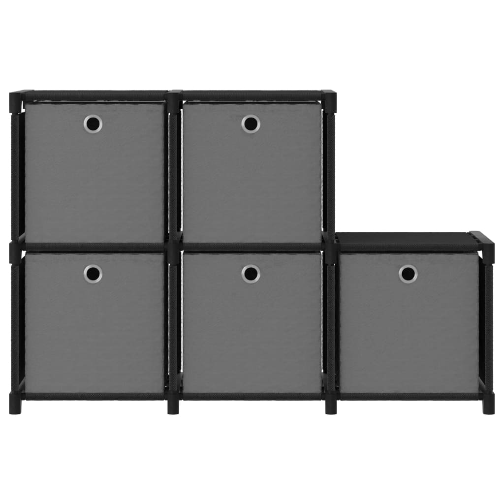 Raft 5 cuburi cu cutii, negru, 103x30x72,5 cm, material textil - Lando