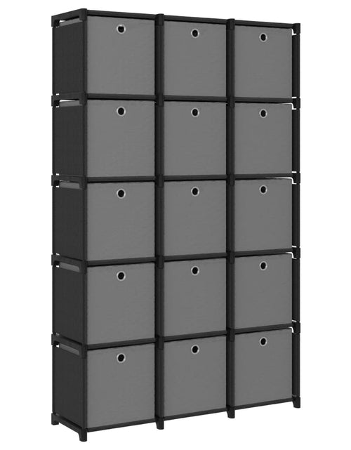 Încărcați imaginea în vizualizatorul Galerie, Raft expunere 15 cuburi, cutii, negru, 103x30x175,5 cm, textil - Lando
