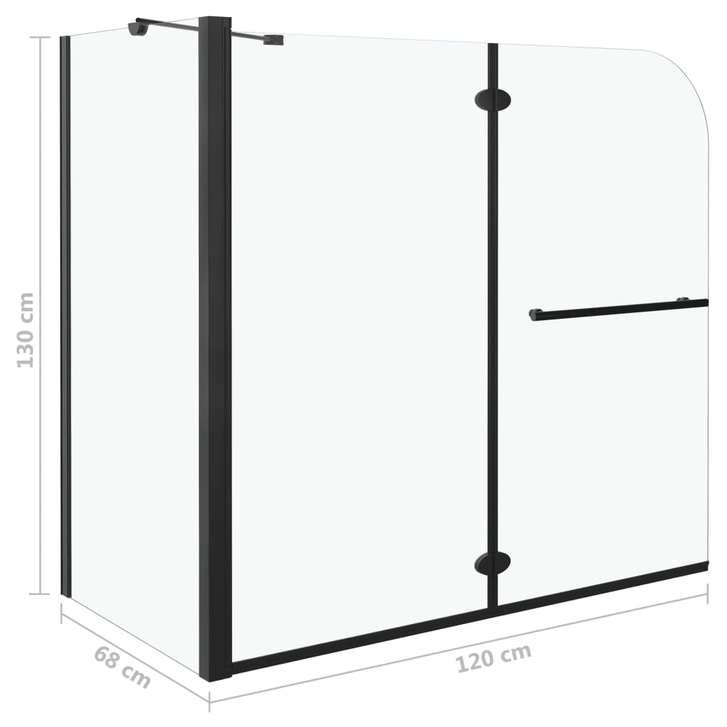Cabină de duș dublu-pliabilă, negru, 120x68x130 cm, ESG