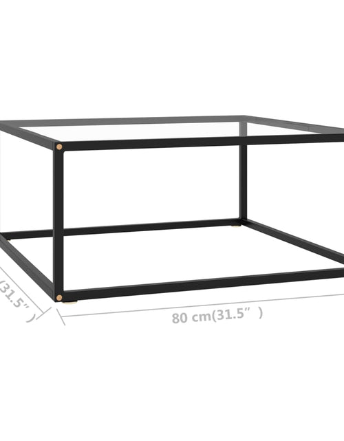 Загрузите изображение в средство просмотра галереи, Măsuță de cafea, negru cu sticlă securizată, 80x80x35 cm
