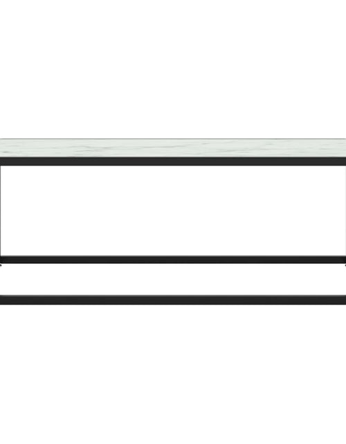 Загрузите изображение в средство просмотра галереи, Măsuță de cafea, negru &amp; sticlă albă marmorată, 100x50x35 cm
