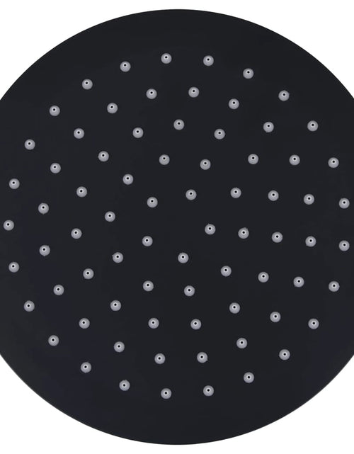 Încărcați imaginea în vizualizatorul Galerie, Cap de duș tip ploaie rotund, negru, 20 cm, oțel inoxidabil
