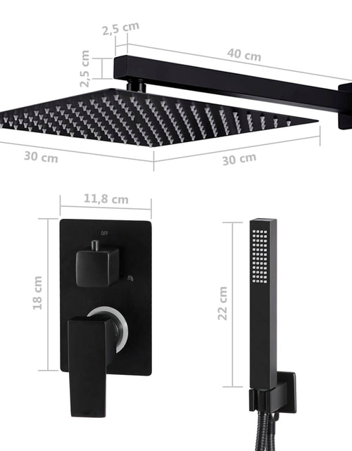 Încărcați imaginea în vizualizatorul Galerie, Sistem de duș, negru, oțel inoxidabil 201
