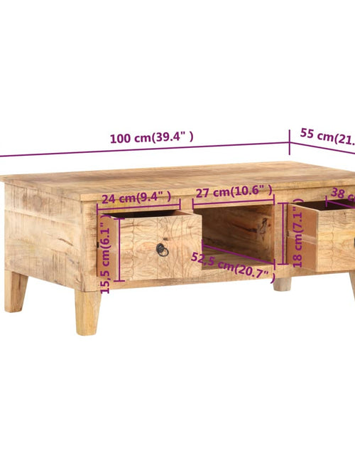 Încărcați imaginea în vizualizatorul Galerie, Măsuță de cafea, 100 x 55 x 40 cm, lemn de mango nefinisat
