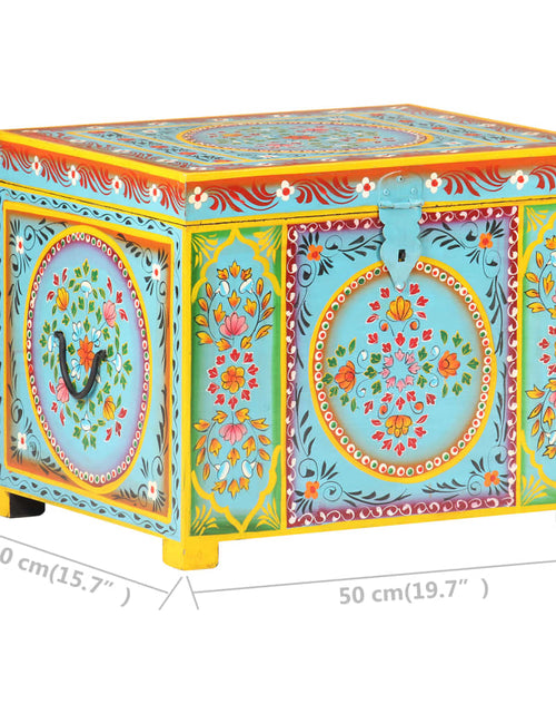 Încărcați imaginea în vizualizatorul Galerie, Cutie depozitare vopsită manual, 50x40x40 cm, lemn masiv mango
