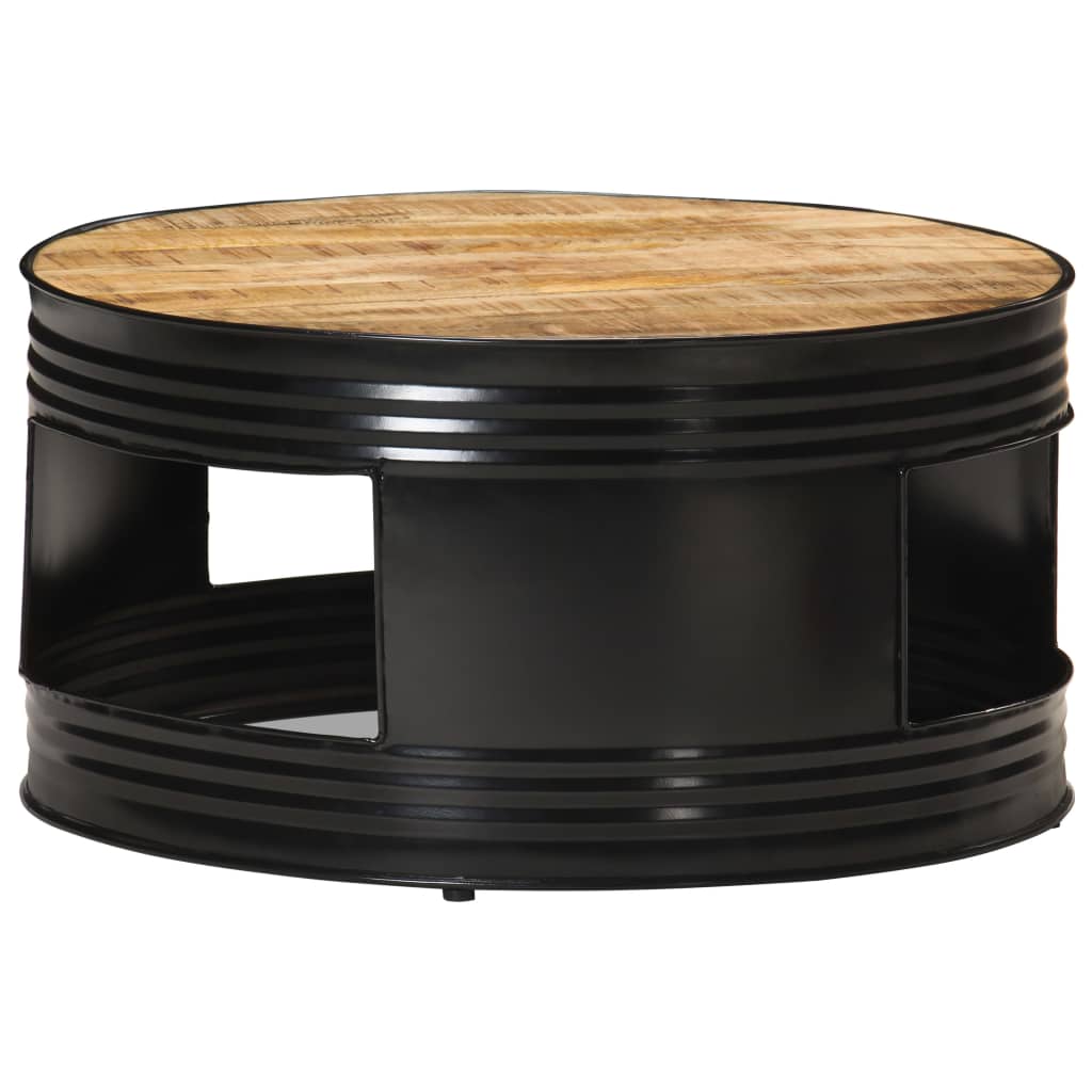 Măsuță de cafea, negru, 68x68x36 cm, lemn masiv brut de mango