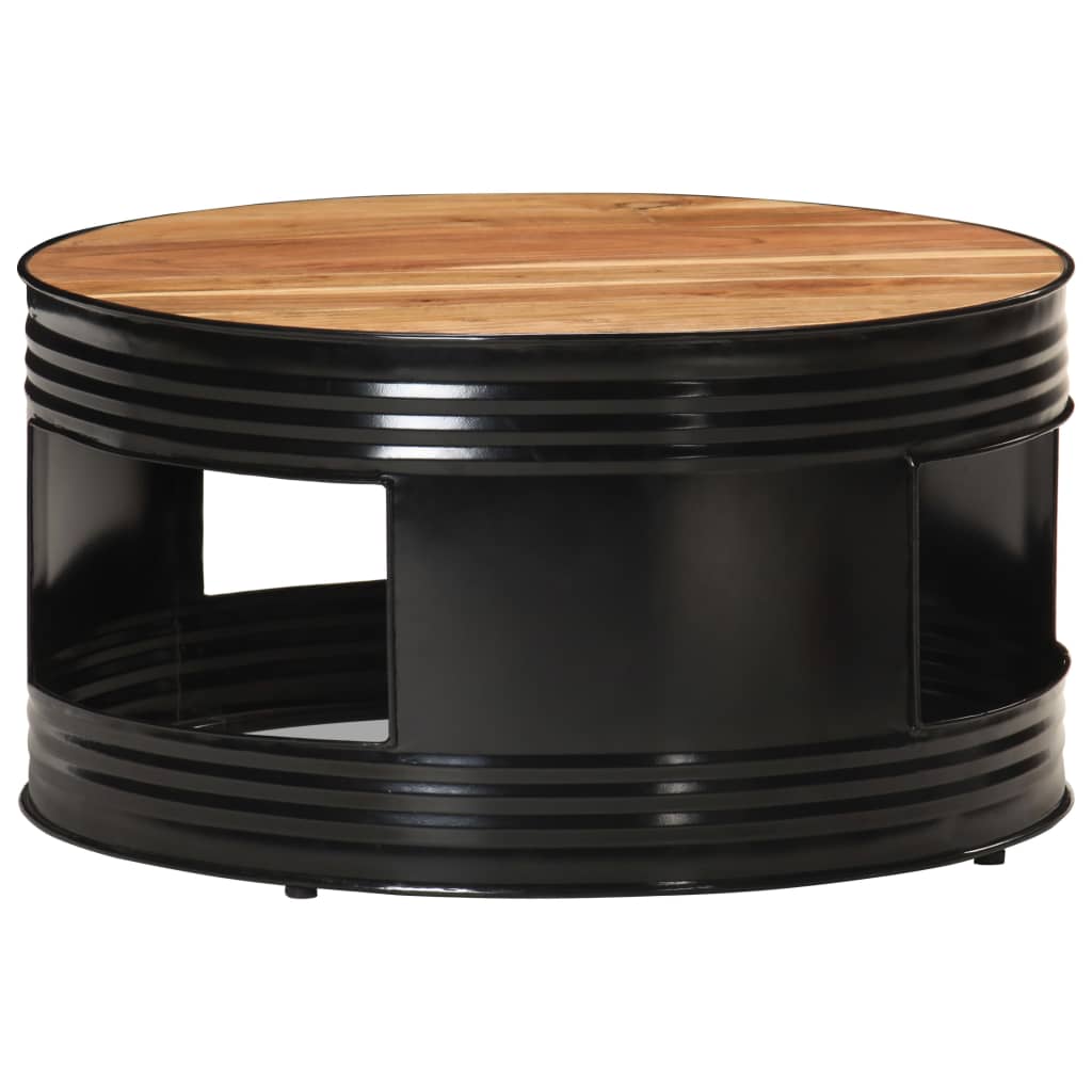 Măsuță de cafea, negru, 68 x 68 x 36 cm, lemn masiv de acacia
