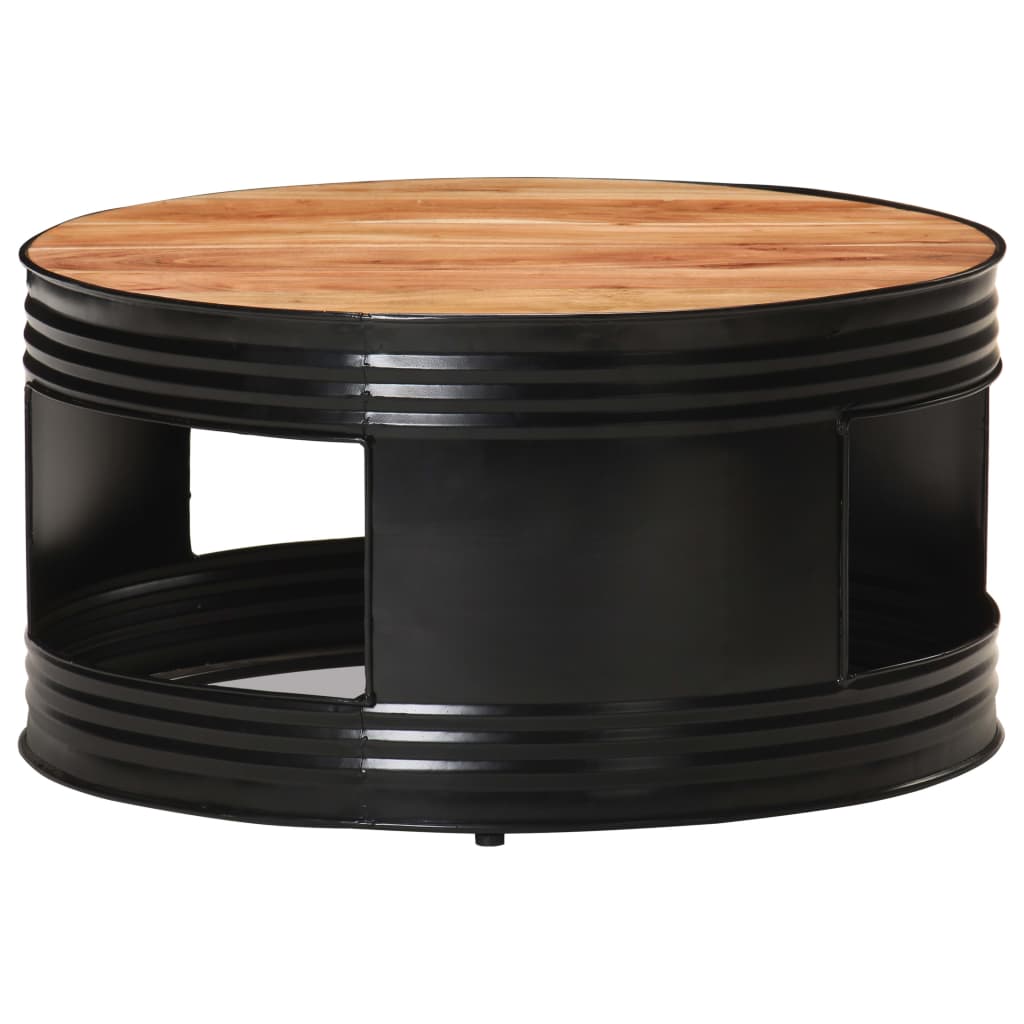 Măsuță de cafea, negru, 68 x 68 x 36 cm, lemn masiv de acacia
