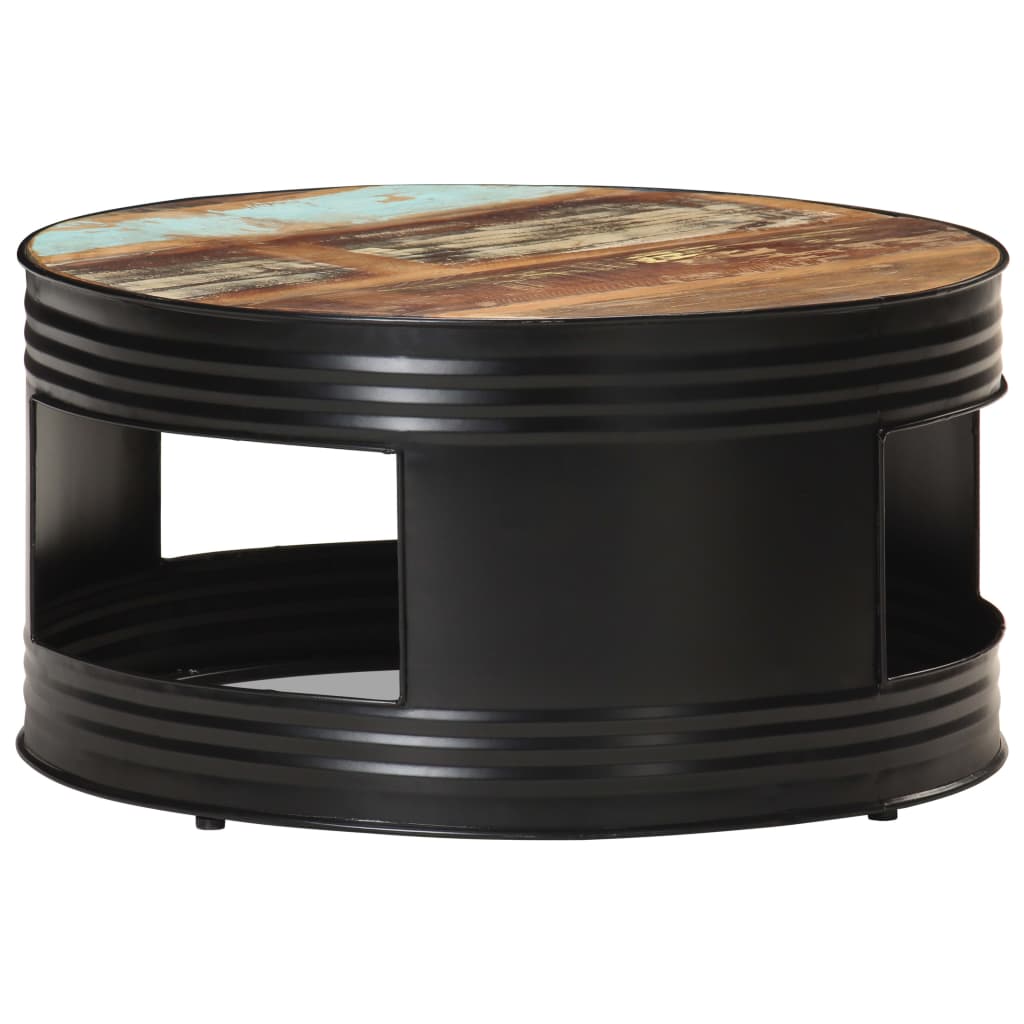 Măsuță de cafea, negru, 68 x 68 x 36 cm, lemn masiv reciclat