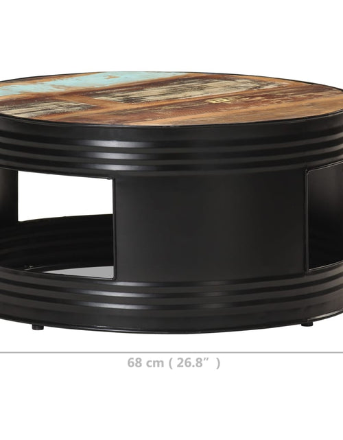 Загрузите изображение в средство просмотра галереи, Măsuță de cafea, negru, 68 x 68 x 36 cm, lemn masiv reciclat
