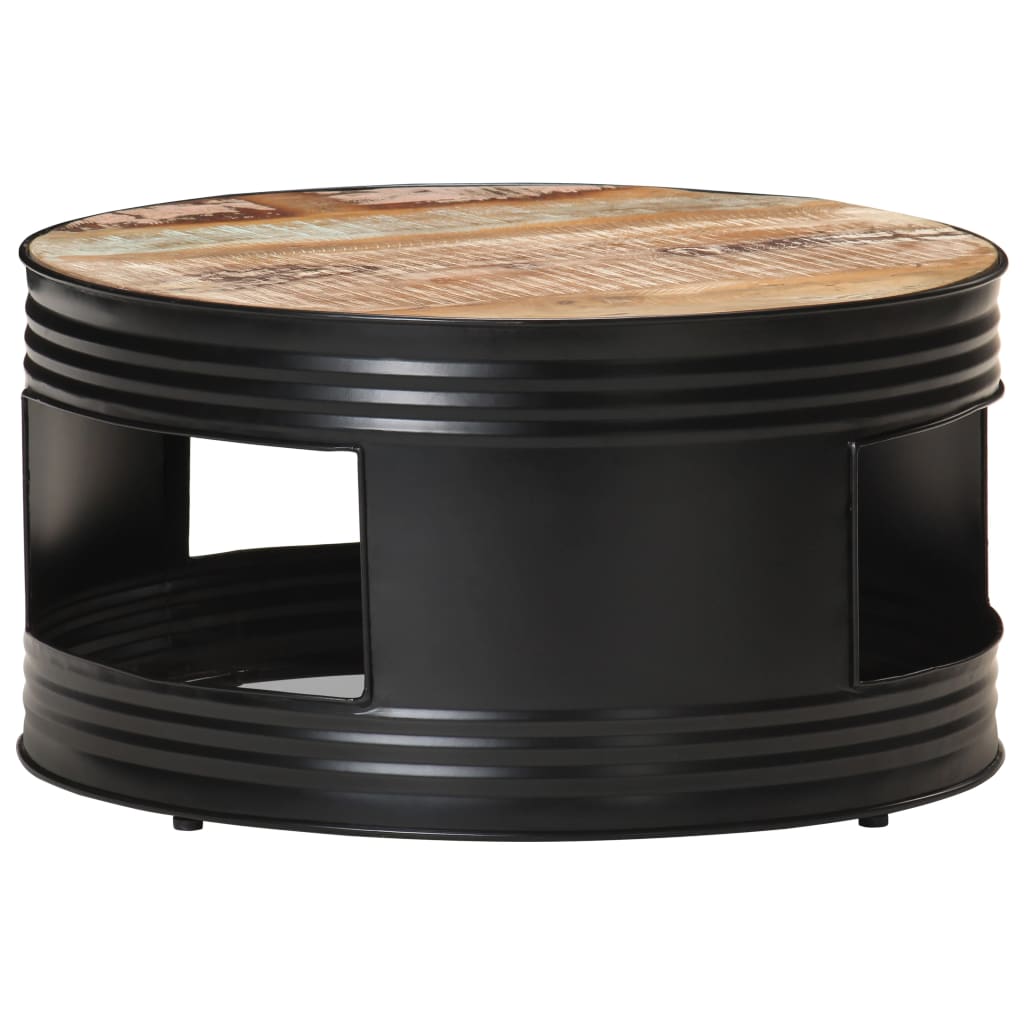 Măsuță de cafea, negru, 68 x 68 x 36 cm, lemn masiv reciclat