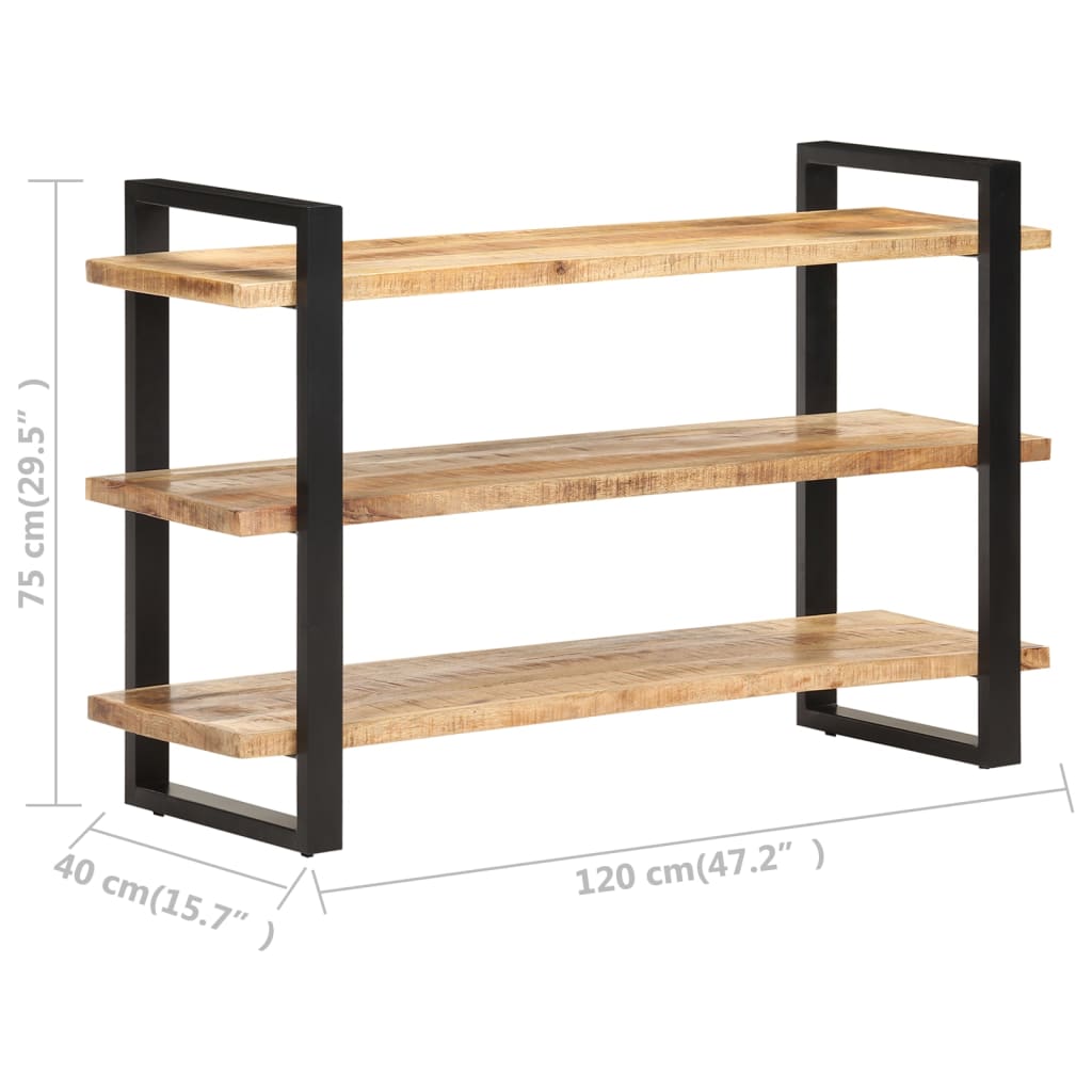 Dulap cu 3 rafturi, 120x40x75 cm, lemn de mango nefinisat