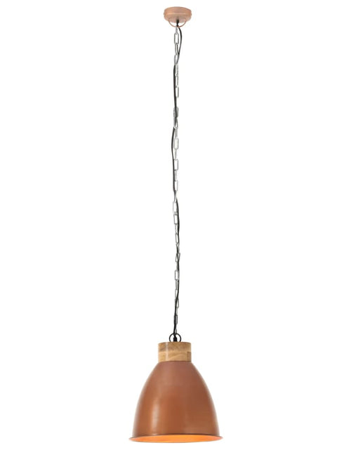 Încărcați imaginea în vizualizatorul Galerie, Lampă suspendată industrială arămiu 35 cm, lemn masiv&amp;fier E27
