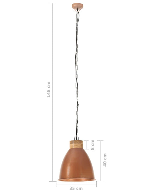 Загрузите изображение в средство просмотра галереи, Lampă suspendată industrială arămiu 35 cm, lemn masiv&amp;fier E27
