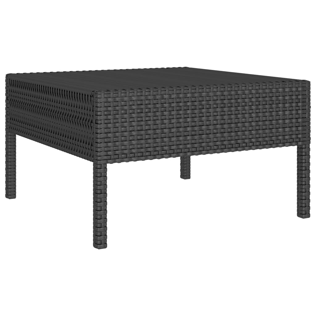 Set mobilier de grădină cu perne, 3 piese, negru, poliratan