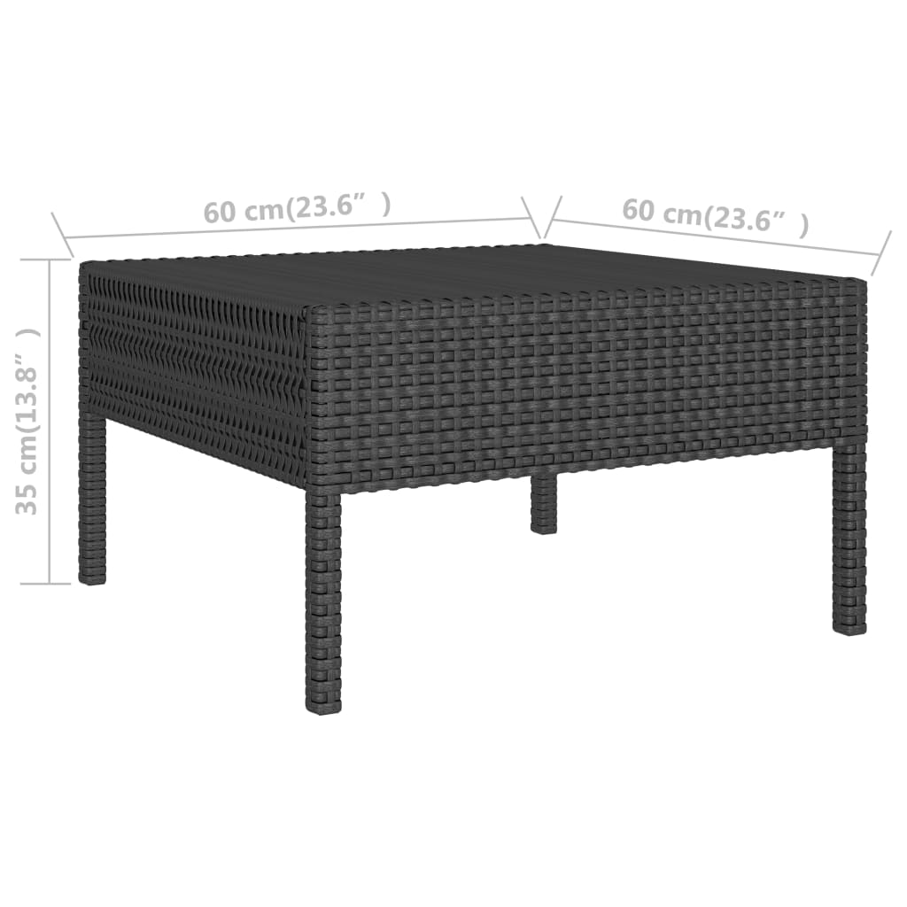 Set mobilier de grădină cu perne, 3 piese, negru, poliratan