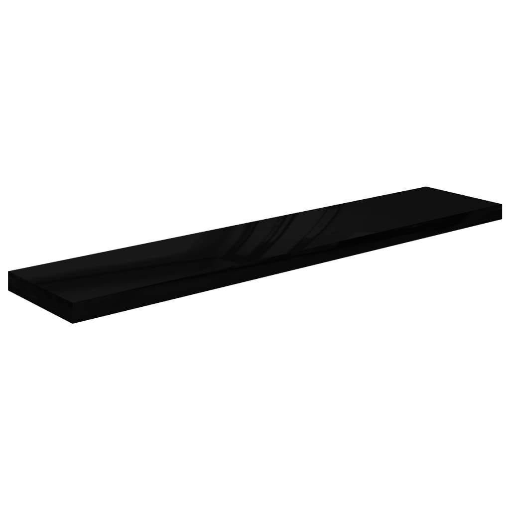 Rafturi de perete 4 buc. negru extralucios 120x23,5x3,8 cm MDF - Lando