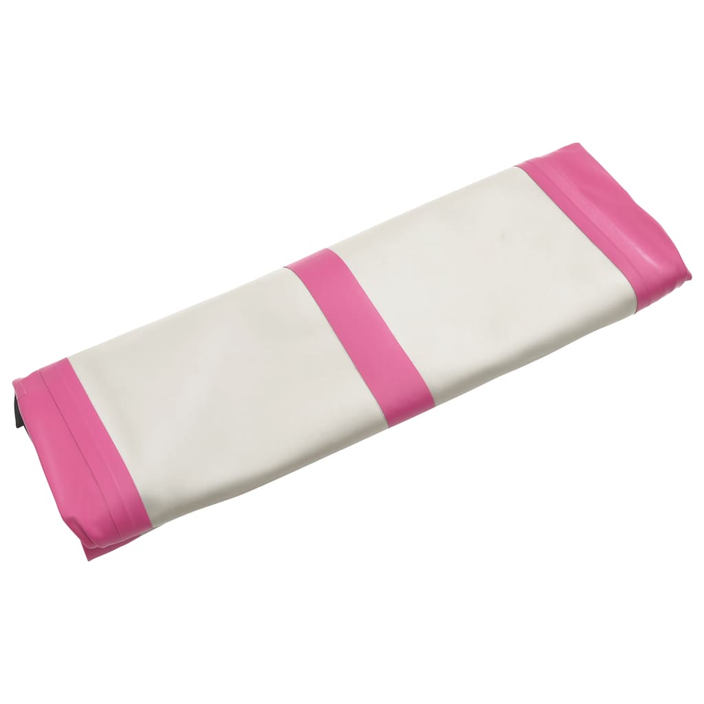 Saltea gimnastică gonflabilă cu pompă roz 500x100x15 cm PVC