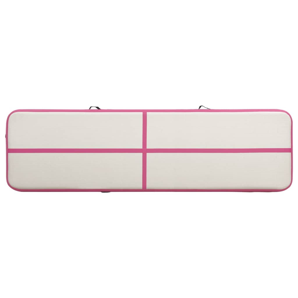 Saltea gimnastică gonflabilă cu pompă roz 800x100x15 cm PVC